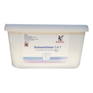 VLOEIBARE WASMIDDEL VOOR GLAZENWASSERS EN VAATWASSERS IN TABLETTEN 7IN 1 - 150 STUKS TE-DISH TABLET