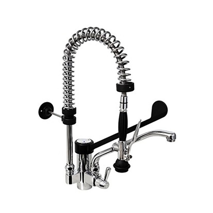 "LAAG" EENGATS VOORSPOELDOUCHE, MET TUSSENKRAAN, ELLEBOOG-BEDIENING - DEBIET 18 L / MINUUT HGD1401 MONOLITH