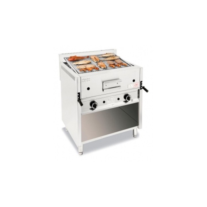 GRILLADE PIERRE DE LAVE GAZ SUR ARMOIRE, 2 BRULEURS, L 800 MM EI080MOBV CB ITALY