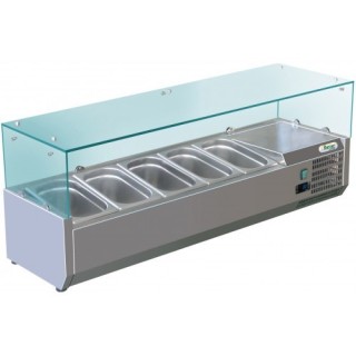 SALADETTE REFRIGEREE 5 x GN 1/4, AVEC VITRE, L 1200 MM FV12C14 FORCOLD