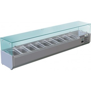 SALADETTE REFRIGEREE 9 x GN 1/4, AVEC VITRE, L 1800 MM FV18C14 FORCOLD