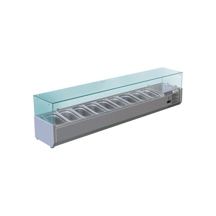 SALADETTE REFRIGEREE 8 x GN 1/3, AVEC VITRE, L 1800 MM FV18C13 FORCOLD