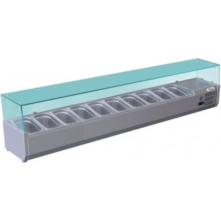SALADETTE REFRIGEREE 10 x GN 1/4, AVEC VITRE, L 2000 MM FV20C14 FORCOLD