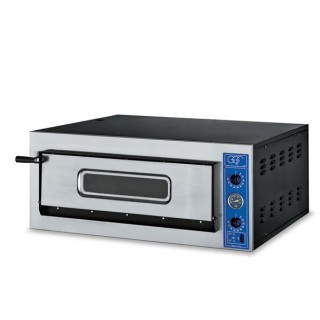 PROFESSIONELE ELECTRISCHE PIZZA OVEN, 1 X 4 PIZZA Ø 360 MM, KAMER VOLLEDIG IN HITTEBESTENDIGE STENEN, MECHANISCHE BEDIENING V...