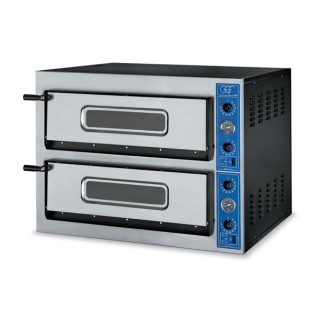 PROFESSIONELE ELECTRISCHE PIZZA OVEN, 2 X 4 PIZZA Ø 360 MM, KAMER VOLLEDIG IN HITTEBESTENDIGE STENEN, MECHANISCHE BEDIENING V...