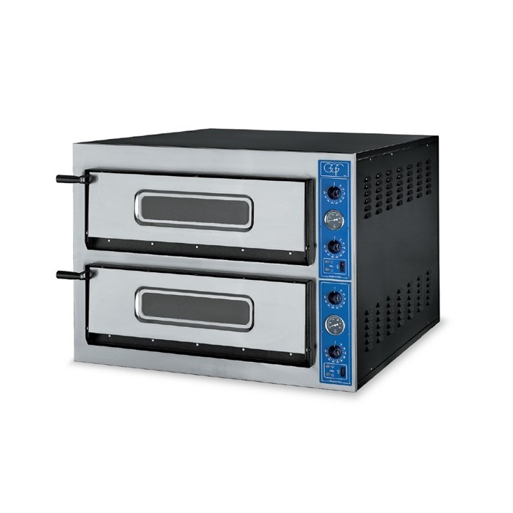 FOUR A PIZZA ELECTRIQUE PROFESSIONNEL, 2 X 6 PIZZA Ø 360 MM, CHAMBRE ENTIEREMENT EN PIERRES REFRACTAIRES, COMMANDES MECANIQUE...