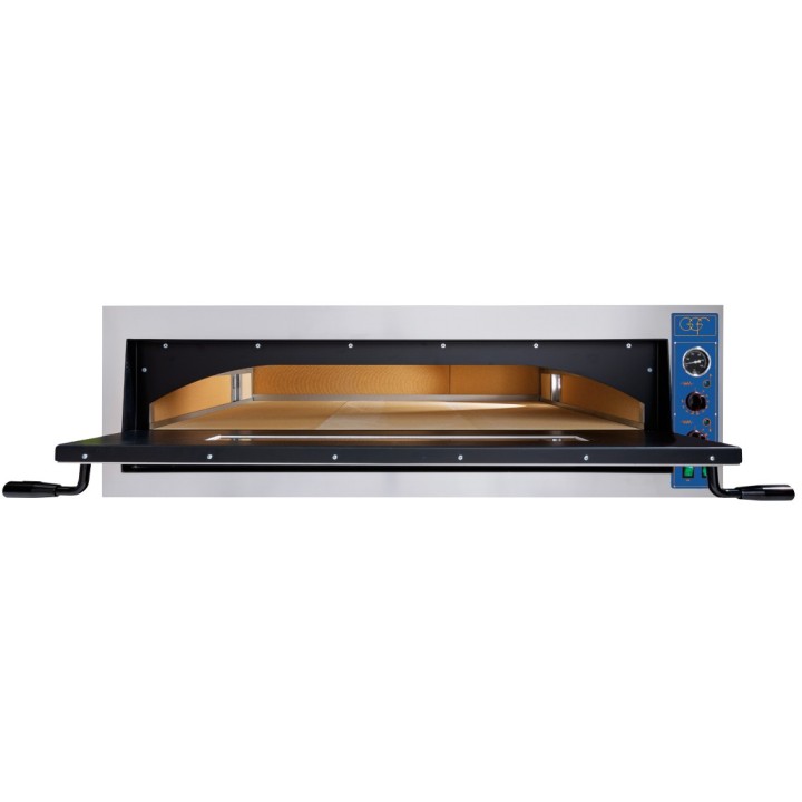 PROFESSIONELE ELECTRISCHE PIZZA OVEN, 2 X 6 PIZZA Ø 360 MM, KAMER VOLLEDIG IN HITTEBESTENDIGE STENEN, MECHANISCHE BEDIENING V...