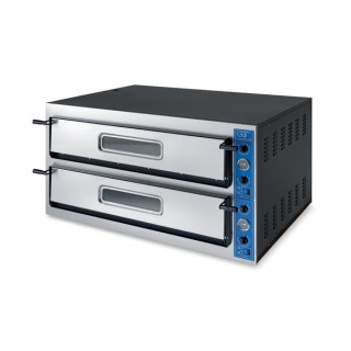 PROFESSIONELE ELECTRISCHE PIZZA OVEN, 2 X 9 PIZZA Ø 360 MM, KAMER VOLLEDIG IN HITTEBESTENDIGE STENEN, MECHANISCHE BEDIENING V...