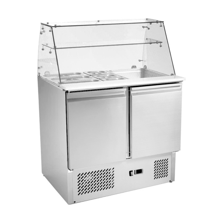 FRIGO SALADETTE, 2 PORTES, AVEC VITRE FMET1000CV COMBISTEEL