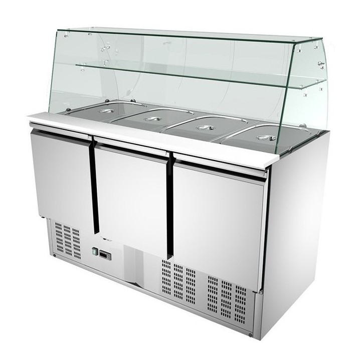 FRIGO SALADETTE, 3 PORTES, AVEC VITRE FMET1003CV COMBISTEEL