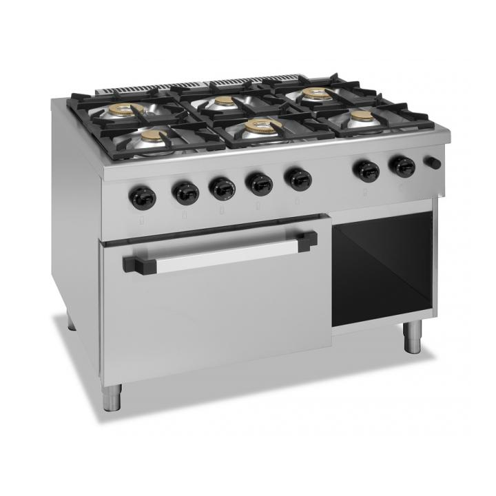 FOURNEAU 6 FEUX GAZ SUR FOUR GAZ GN 2/1 E6GFG MBM