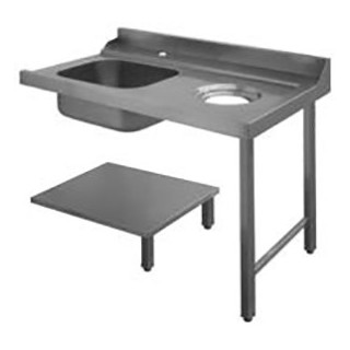 TABLE ENTREE LAVE-VAISSELLE A CAPOT DROITE AVEC PLONGE & TROU DECHETS - L 1200 MM D80208 ELETTROBAR