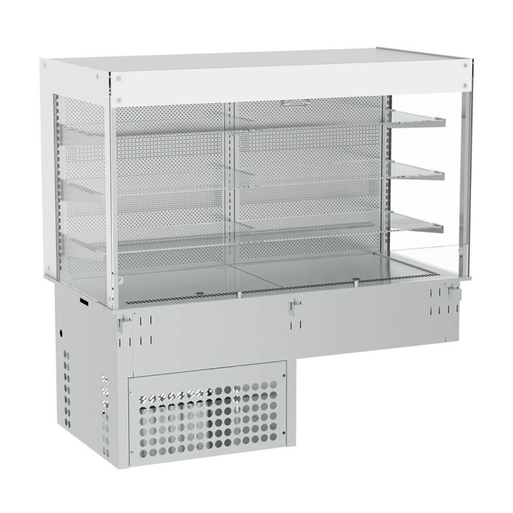 ELEMENT ENCASTRABLE VITRINE REFRIGEREE AVEC RIDEAU DE NUIT 4 x GN 1/1, L 1455 MM SEEVMC4