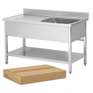 PLONGE INOX DEMONTABLE, 1 BAC EGOUTTOIR A GAUCHE, AVEC SOUTABLETTE, L 1400 MM JPG1KIT-140601G FORCAR