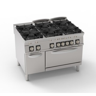 6 FEUX GAZ SUR FOUR GAZ GN 2/1 ET ARMOIRE FERMEE EG6SFA90 TECNOINOX