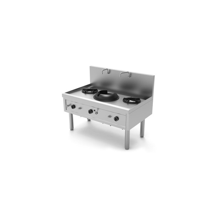 FOURNEAU WOK GAZ, 3 BRULEURS, L 1390 MM YWK312