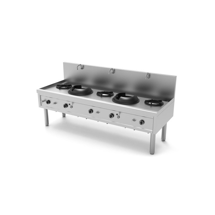 FOURNEAU WOK GAZ, 5 BRULEURS, L 2310 MM YWK523