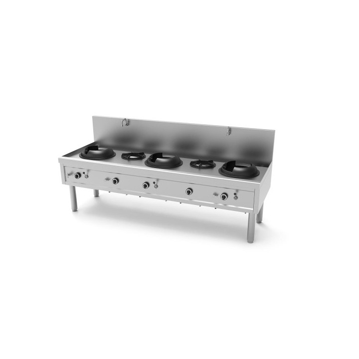 FOURNEAU WOK GAZ, 5 BRULEURS, L 2450 MM YWK532