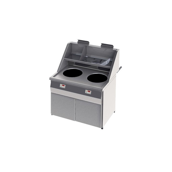 FRITEUSE GAZ HAUT RENDEMENT, CUVE RONDE 2 x 18 L, ELECTRONIQUE RFGS2 SOFINOR