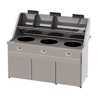 HOOG RENDEMENT GAS FRITEUSE, RONDE KUIP 3 x 18 L, ELECTRONISCH RFGS3 SOFINOR