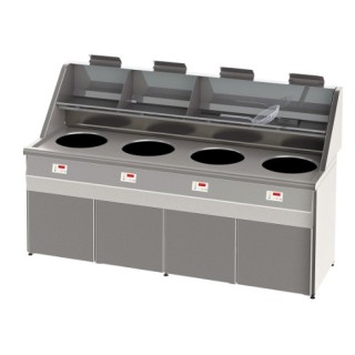 HOOG RENDEMENT GAS FRITEUSE, RONDE KUIP 4 x 18 L, ELECTRONISCH RFGS4 SOFINOR