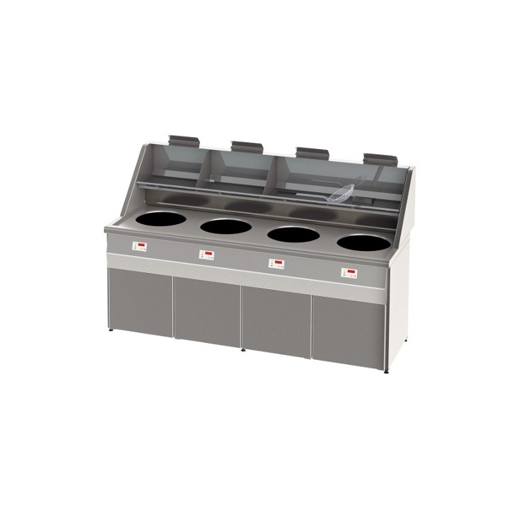 FRITEUSE GAZ HAUT RENDEMENT, CUVE RONDE 4 x 18 L, ELECTRONIQUE RFGS4 SOFINOR