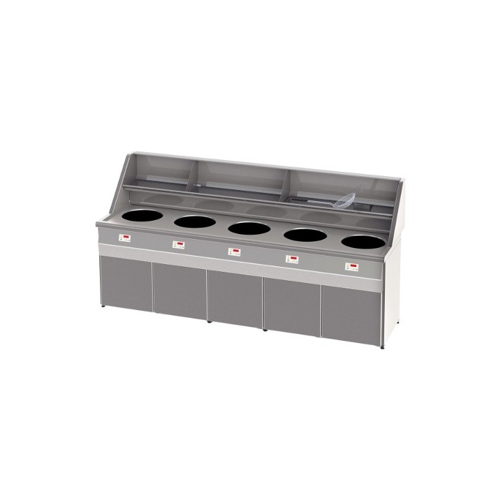 HOOG RENDEMENT GAS FRITEUSE, RONDE KUIP 5 x 18 L, ELECTRONISCH RFGS5 SOFINOR