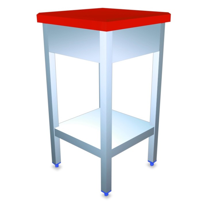 BILLOT DE BOUCHERIE LESTE AVEC PLAN DE TRAVAIL EN POLYPROPYLENE ROUGE - L 500 x P 500 MM JBB5050R FRICOSMOS