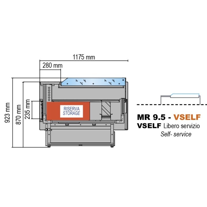 COMPTOIR VITRINE REFRIGERE VENTILE (P 1175 MM), SELF SERVICE, L 2000 MM FMR1020VS TECNODOM