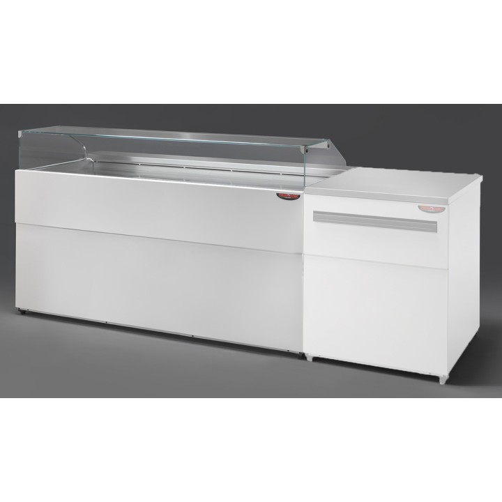 COMPTOIR VITRINE REFRIGERE VENTLE (940 MM), VITRES DROITES, L 2227 MM KPK0822VD TECNODOM