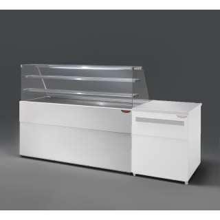 COMPTOIR VITRINE REFRIGERE VENTLE (940 MM), VITRES DROITES, L 2227 MM KPK0822VD2M TECNODOM