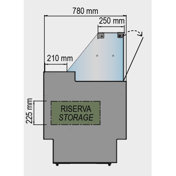 GEVENTILEERDE GEKOELDE TOONBANK (D 780 MM), RECHTE RUITEN, L 1520 MM FIGO7815VD TECNODOM