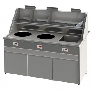 HOOG RENDEMENT GAS FRITEUSE, RONDE KUIP 2 x 18 L + VIERKANTE KUIP, ELECTRONISCH RFGS3C SOFINOR