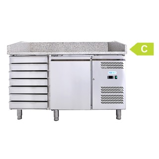 FRIGO PIZZA TAFEL - 1 DEUR EN 7 SCHUIVEN - DIEPTE 800 MM VMPT17CN FORCOLD