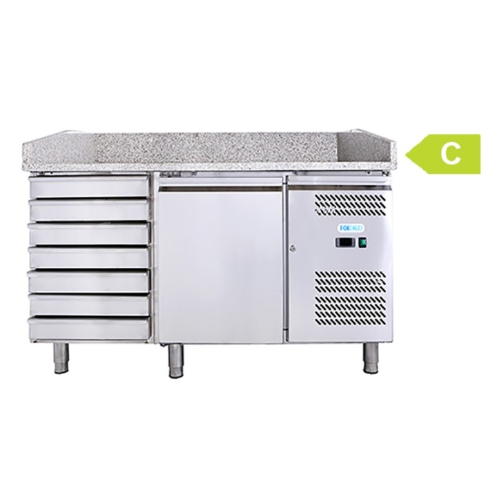 FRIGO TABLE PIZZA - 1 PORTES ET 7 TIROIRS - PROFONDEUR 800 MM VMPT17CN FORCOLD