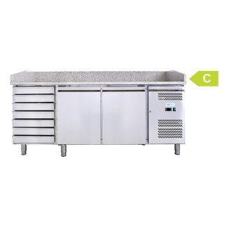 FRIGO TABLE PIZZA - 2 PORTES ET 7 TIROIRS - PROFONDEUR 800 MM VMPT23CN FORCOLD