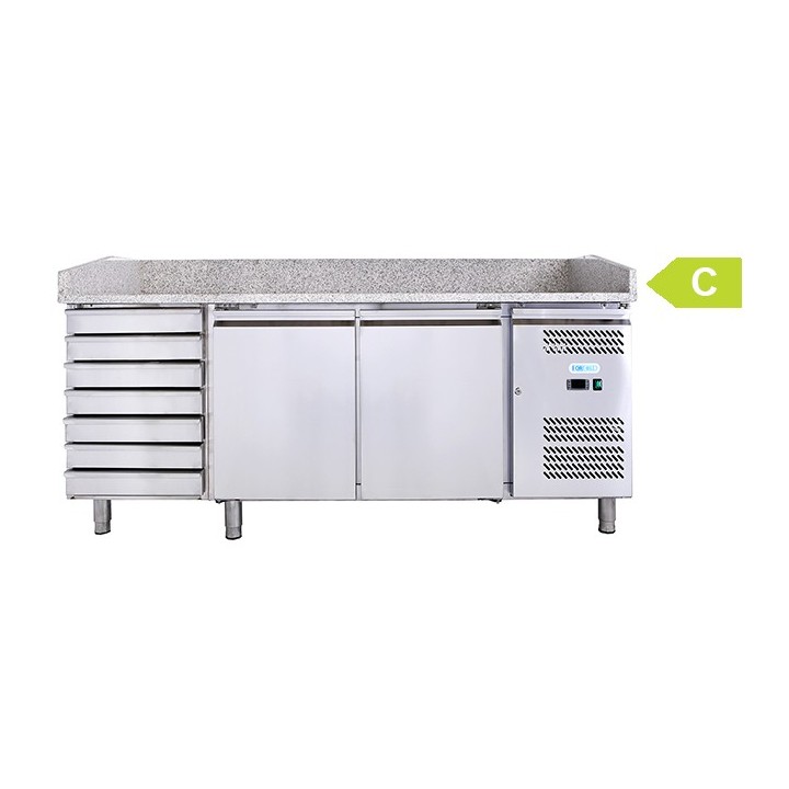 FRIGO PIZZA TAFEL - 2 DEUREN EN 7 SCHUIVEN - DIEPTE 800 MM VMPT23CN FORCOLD