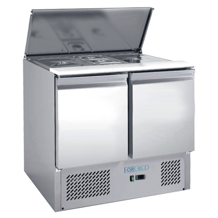 FRIGO SALADETTE, 2 DEUR, MET RVS DEKSEL FMET1000C FORCOLD