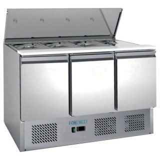 FRIGO SALADETTE, 3 PORTES, AVEC COUVERCLE INOX FMET1003C FORCOLD