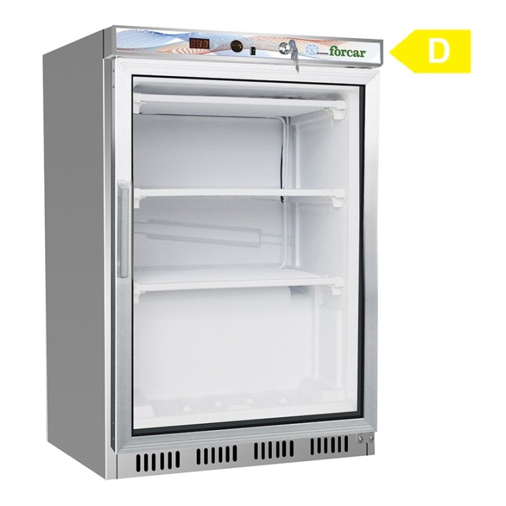 ARMOIRE DE CONGELATION INOX VITREE, 130 L FKICNX20V* FORCAR