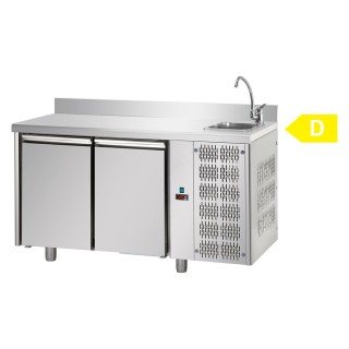 FRIGO TABLE POSITIF AVEC EVIER INCORPORE - 2 PORTES - PROFONDEUR 700 MM FTAB7002F TECNODOM