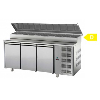 FRIGO TABLE POSITIF AVEC STRUCTURE - 3 PORTES - PROFONDEUR 700 MM FTAB7003EN TECNODOM