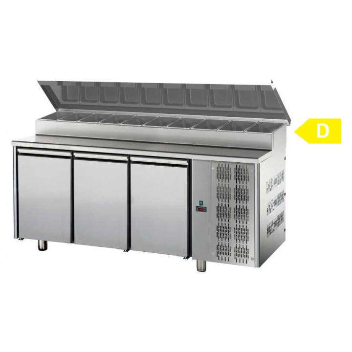 FRIGO TAFEL POSITIEF MET STRUCTUUR - 3 DEUR - DIEPTE 700 MM FTAB7003EN TECNODOM