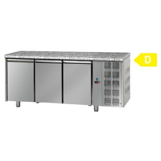 FRIGO TABLE POSITIF AVEC GRANITE - 3 PORTES - PROFONDEUR 800 MM KTAB8003GRA TECNODOM