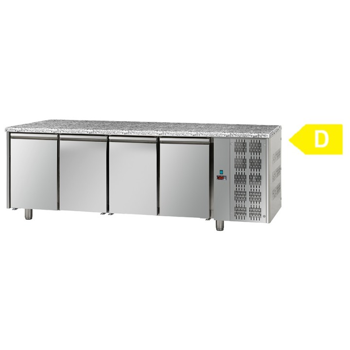 FRIGO TABLE POSITIF AVEC GRANITE - 4 PORTES - PROFONDEUR 800 MM KTAB8004GRA TECNODOM