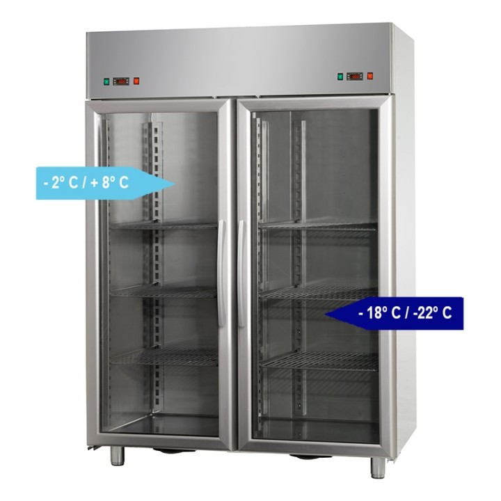 DUBBELE TEMPERATUURSKAST 2 GLASDEUREN, GN 2/1, 1400 L FGN1400TNV+BTNV TECNODOM