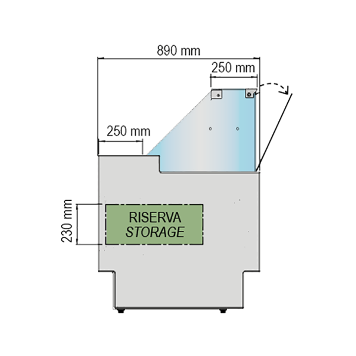 COMPTOIR VITRINE REFRIGERE SEMI-VENTILE (P 890 MM), VITRES DROITES, L 2480 MM FIGO9025VD TECNODOM