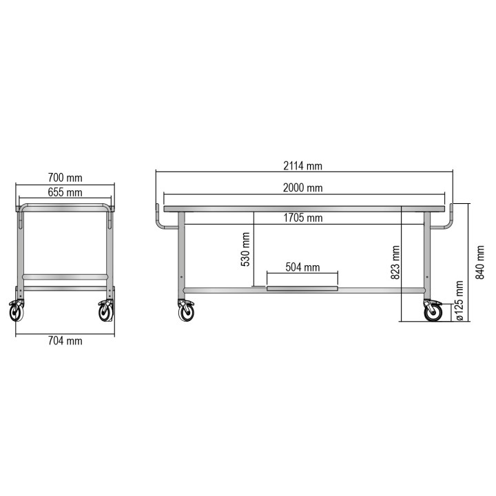VERVOER TROLLEY MET CENTRALE AFDRUIP HMBT3 MEDDOM