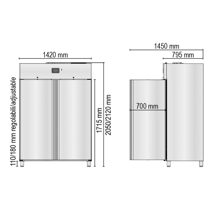 ARMOIRE MEDICAL DE CONGELATION, 2 PORTES, 1310 L HGN1400BTN MEDDOM