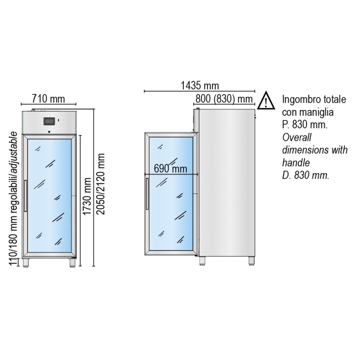 ARMOIRE MEDICAL REFRIGEREE, 1 PORTE VITREE, 600 L HGN0700TNV MEDDOM